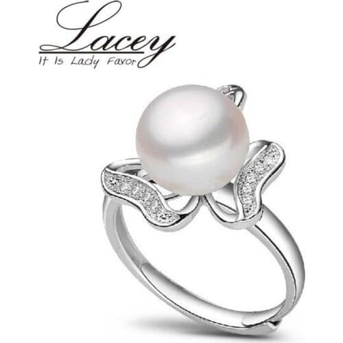 LACEY freshwater pearl ring for women,natural white pink purple pearl jewelry 925 sterling silver ring resizeble