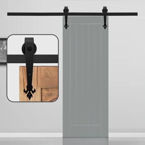HACCER 4-16FT Sliding Barn Door Hardware Kit Closet Interior DoorTrack Set Black Carbon Steel Door Hardware for Single Door
