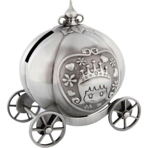 Creative Cinderella Pumpkin Car Piggy Bank Childrens Coin Perfect Toy Gift for Kids Metal Craft Ornaments