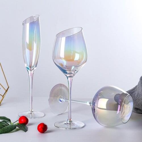 Nordic Style Creative Goblet Wine Glass Transparent Rainbow Color Cups Crystal Drink Vodka Goblet Wine Glass Tacas Cup BD50WG