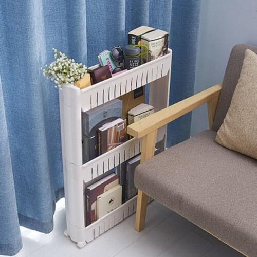 Mobile Shelving Unit Organizer with 3 Large Storage Baskets, Slim Slide Out Q0KA