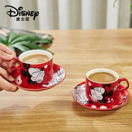 Disney Mickey Minnie Cartoon Couple Cups Creative Ceramic Cup & Saucer Set 150ml Coffee with Saucer Small Cup Pair
