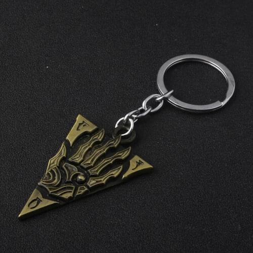 SG New Vintage Game The Elder Scrolls Morrowind Letter Logo Keychains Dinosaur Triangle Pendant Keyring Women Men Jewelry