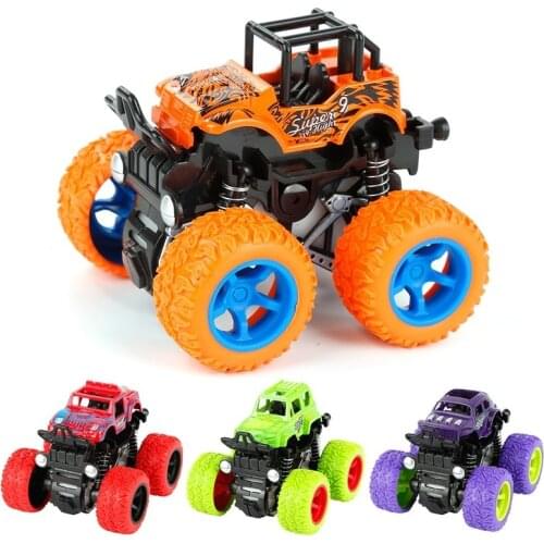 New Mini Inertial off-Road Vehicle Four-Wheel-Drive Plastic Children Toy Car Pull Back Stunt Car