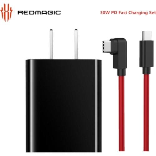 Original ZTE Nubia Red Magic 3 Charger PD Fast Charge Set 30W Charging add Double Type-C Data Cable for Nubia z20 3 3s for ASUS