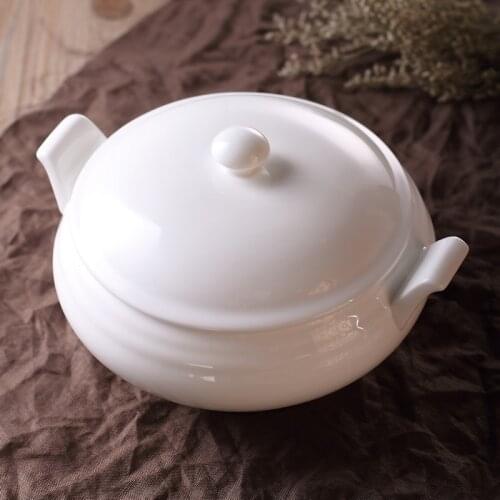 Chinese style personality creative large pure white new bone China cerami household simple high quality soup pot ceramic product