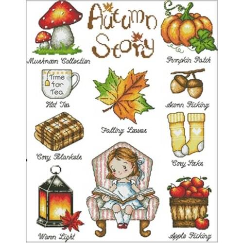 Autumn story patterns Counted Cross Stitch 11CT 14CT 18CT DIY Cross Stitch Kits Embroidery Needlework Sets home decor