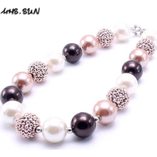 MHS.SUN Baby Girls Cute Beads Necklace Kids Chunky Bubblegum Necklace Fashion Children Toddler Chunky Jewelry Handmade Gifts