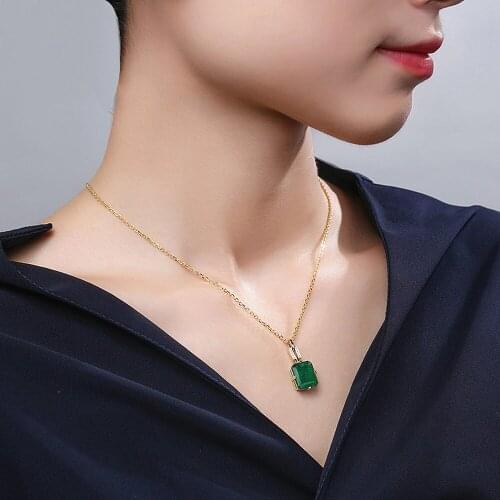 VINTAGE FASHION GREEN CRYSTAL EMERALD GEMSTONES DIAMONDS PENDANT NECKLACES FOR WOMEN 18K GOLD COLOR CHOKER JEWELRY BIJOUX BAGUE