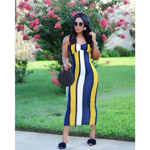 TNNAOFF Striped Midi Dress for Women Festival Clothing Summer Trendy Elegant Spaghetti Strap Backless Lounge Wear Party Dresses
