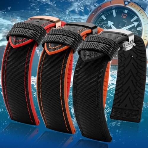 Suitable for Omega Seiko Tiansu wristband, high quality nylon strap, waterproof silicone strap, with butterfly buckle strap of