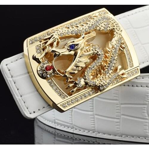 Dragon belt men white Waistband High quality fashion golden Waistband genuine leather luxury brand ceinture homme waist belt