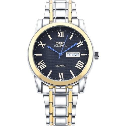 Luxury Watch for Men Women Stainless Steel Quartz Watch Blue Needle Roman Character Watches Week Display Male Clock Dropshipping