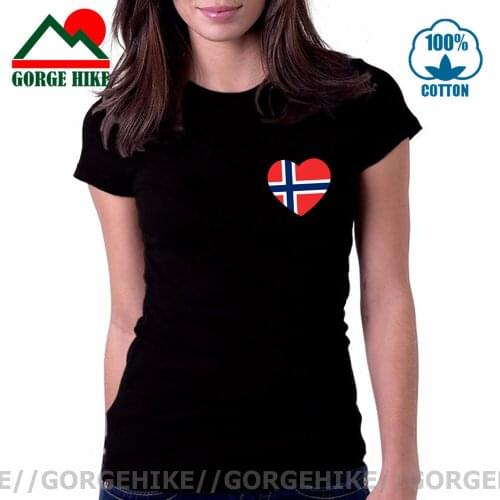 I Love Norway T shirts woman Norwegian emblem style Norway flag Love T-shirts Patriotic national day gift Tshirt Patriotism Tees