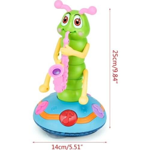 Dancing Saxophone Caterpillar Funny Electric Music Toys with LED Flashlights for Children Baby