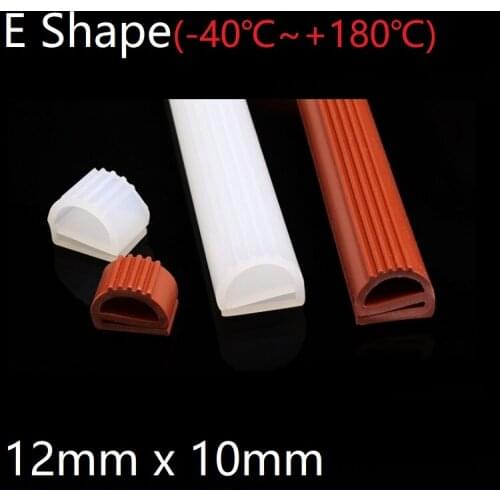 E Shape Seal Strip 12mm x 10mm Soft Silicone Rubber Car Sealing Bar Oven Freezer Door Steaming Machine Weatherstrip Red White