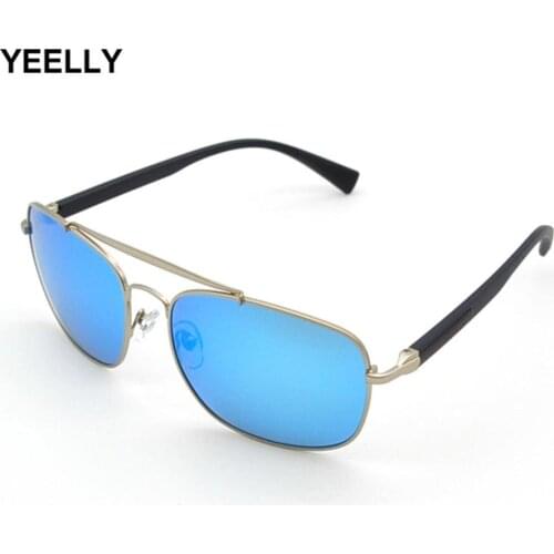 YEELLY Fashion Men Sunglasses Rectangle Polarized Glasses PC Lens Frame Anti-glare Eyewear TR90 Legs Metal Polycarbonate JM0012