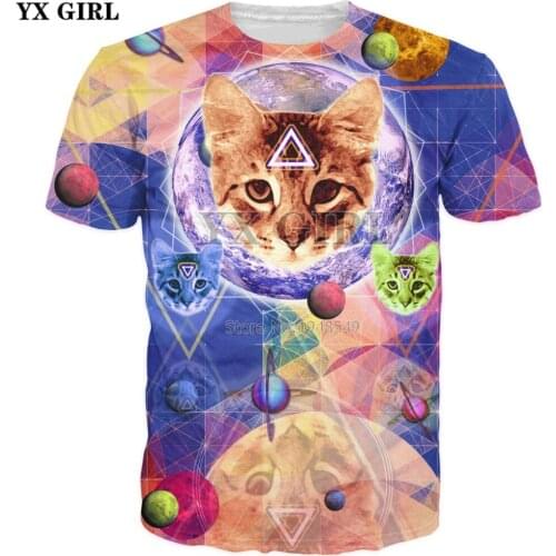 YX GIRL 2019 New Fashion 3d t shirt Men Women Fashion T-Shirt Geo Cat Printed summer style Casual tshirts Drop shipping