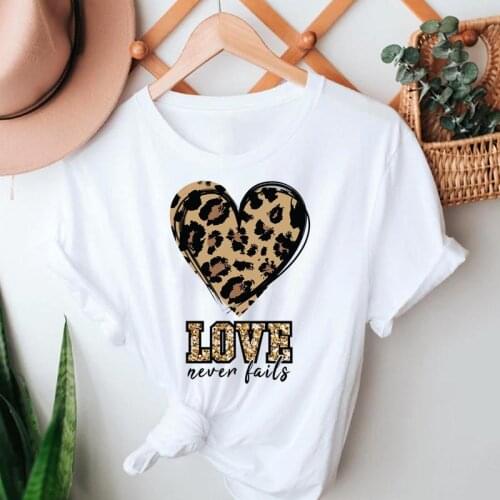 Lady Print Female Tee T-Shirt Women Fashion Leopard Love Heart Summer Clothing Short Sleeve Tshirts Clothes Graphic T Top
