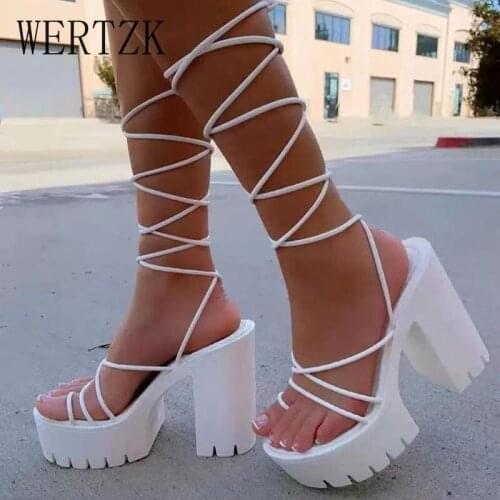 2021 Women Gladiator Sandals Female Cross Strap Platform High Heel Ladies Casual Open Toe Shoes Woman Summer Fashion Sandalias