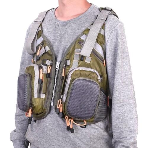 Hot Fishing Vest For Men Breathable Polyester Vest For Fishing Adjustable Straps Multiple Pockets Outdoor Sport Camping Fishinig
