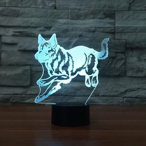 Animal 3D Desk Lamp Shepherd Dog Modeling Creative LED Nightlight Foreign Trade Explosive USB Table Lamp