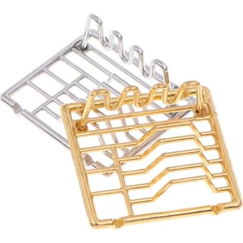 1Pc 1:12 Doll House Miniature Dish Shelves Kitchen Toy For Family Collectible Sliver Gold