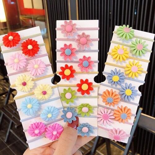 10PCS/Set Cute Colorful Flowers Elastic Girl Sweet Hair Band Kids Ponytail Holder Scrunchie Rubber Band Fashion Hair Accessories