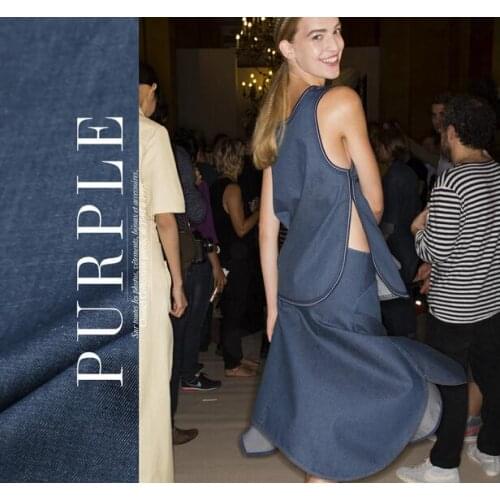 100% pure cotton soft thin Firming stretch dark blue denim fabric cloth dress shirt diy clothing fabric material wholesale