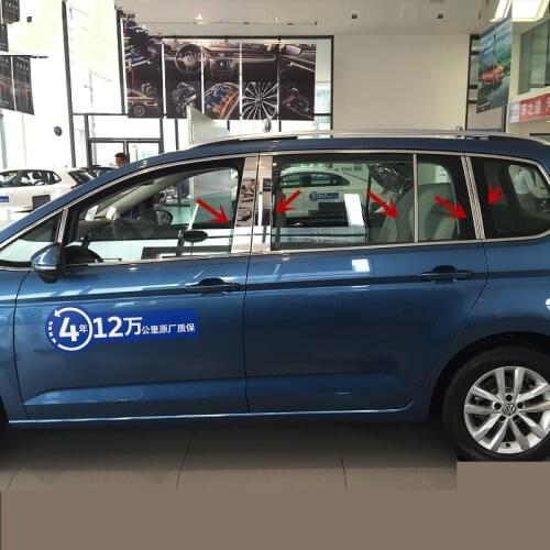 12pcs Stainless Steel Exterior Window BC Middle Pillar Cover For VW Volkswagen Touran L 2005 06 07 08 09 10 11 12 13 14 15 CA211