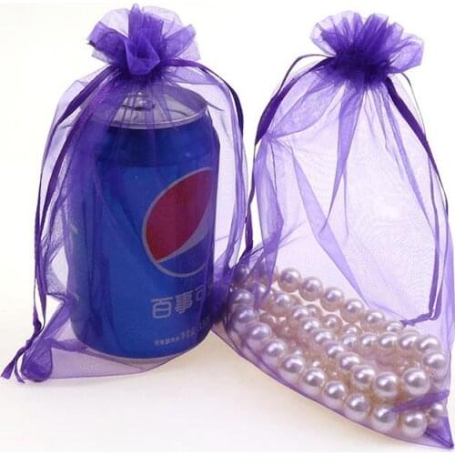 15x20cm Dark Purple Organza Jewelry Bags Cheap Tulle Wedding Gift Bags Embalaje Customize Packaging Bags 100pcs/lot Wholesale