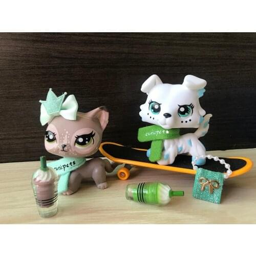 2pcs Pet Shop Rare Short hair cat and Collie Dog Toy Good Christmas Gift