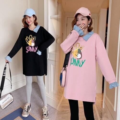 4531# Maternity Clothes Spring Autumn Patchwork Turn Down Collar Stylish Tops Pregnant Women Pregnancy Clothes