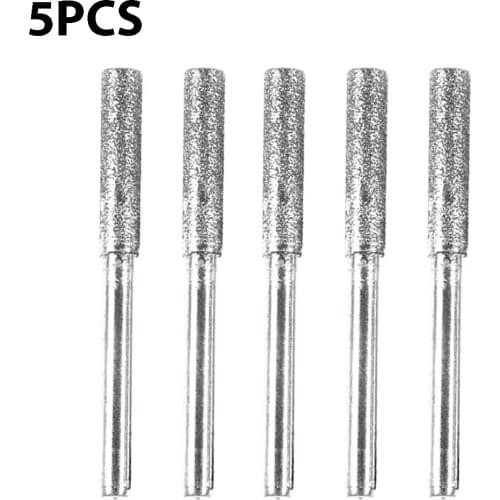 5Pcs Chainsaw Sharpener Stone File Burr Diamond Coated Chain Saw Sharpening Carving Grinding Tools Drill Bit Set