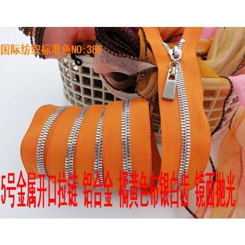 85cm/piece 5# metal zipper for sewing orange cremalleras for high grade coat bags garment free shipping