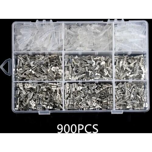 900/450/300Pcs 2.8/4.8/6.3mm Wire Connectors Electrical Crimp Terminals Spade Auto Connectors Kit Assortment Car Auto Motorcycle