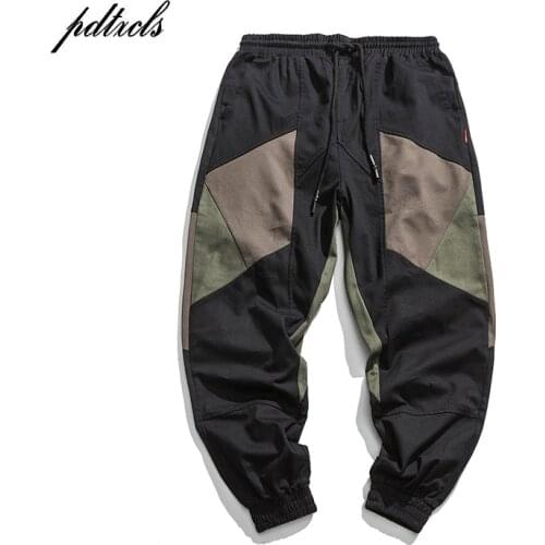 2018 New Harajuku Color Block Patchwork Casual Jogger Pants Men Hip Hop Autumn Fashion Streetwear Full Length Elastic Trousers