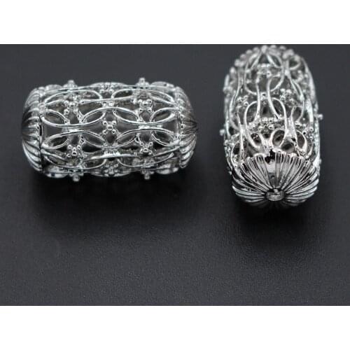 Long Spacer Beads Connector Beading Metal Filigree Charms Bracelet Bead DIY for African Earrings Necklace Wedding Jewelry Making