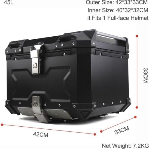 45L Motorcycle Top Box Rear Luggage Case Aluminum Helmet Storage Toolbox Trunk Universal Accessories Waterproof Quick Release
