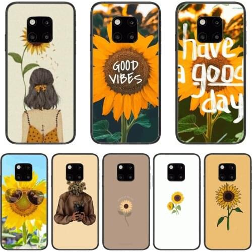 Sunflower Phone Case For Huawei mate 30 10 20 40 Lite Smart Z Pro Black Etui 3D Coque Painting Hoesjes case