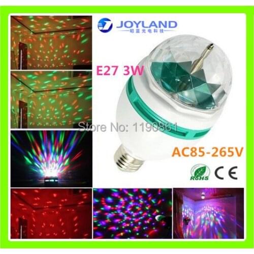 E27 3W Colorful Rotating RGB LED Spot Light Bulb Lamp for stage party KTV lighting free shipping