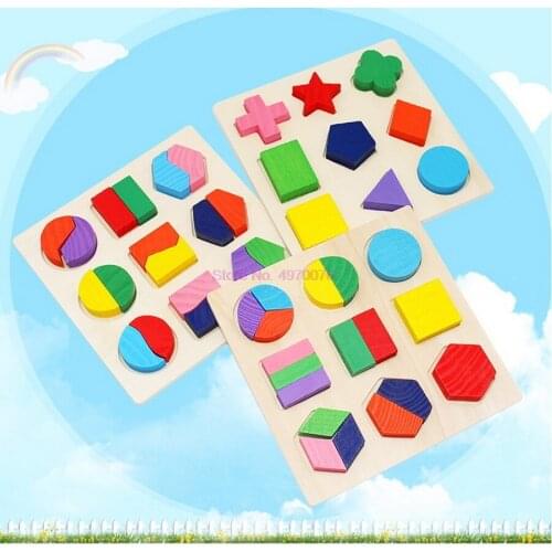 DHL 100set Wooden Geometric Shapes Sorting Math Puzzle Preschool Learning Educational Game Baby Toys