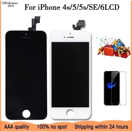 AAA+ Quality For iPhone 4s 5 5s 6s 6 LCD Display Touch Screen Assembly 100% Brand New Screen Replacement Display+tempered glass