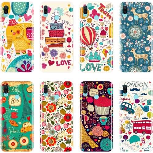 For Huawei Nova Smart Lite 2017 Phone Case Silicone Heart Flower Cartoon Soft Back Cover For Huawei Nova 3 3I 3E 2i 2 Lite Plus