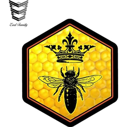 EARLFAMILY 12cm x 10.6cm Queen Bee Decal Sticker Beekeeping Skep Beehive Honey Crown Vinyl Decal 3D Car Styling Car Stickers
