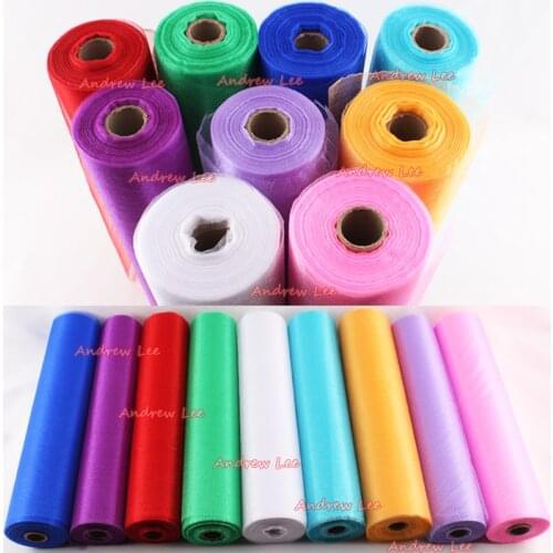 HAOCHU 20m/lot 40cm Wide Crystal Sheer DIY Organza Fabric Chair Cover Sashes Tissue Tulle Roll For Wedding Birthday Party Decor