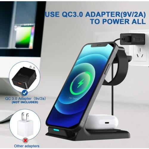 3 In 1 Induction Qi Wireless Charger Fast Charging Holder For IPhone 12Pro MAX/11/Xs Samsung For Apple Watch Charger Airpods Pro