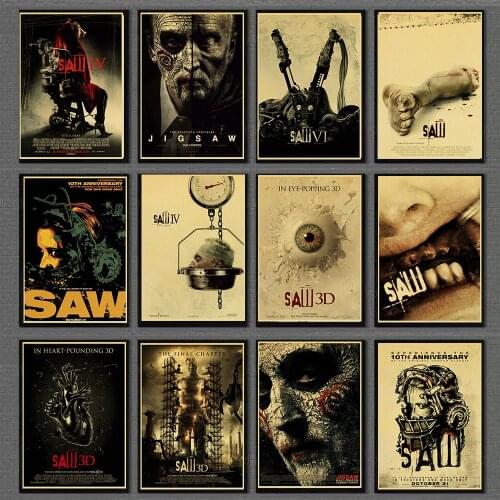 Vintage Poster Saw Classic Horror Movie Posters tableau mural Kraft paper Wall Sticker Home Decorative Painting