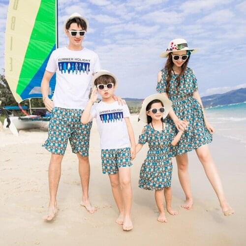 Family Matching Outfits 2019 new mom/girl dress Summer Fashion print Vestidos Mother Daughter Dresses Father Son set
