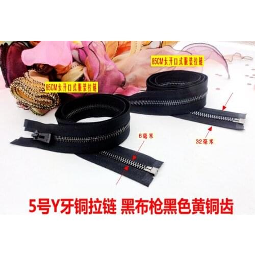 Copper 5# metal brass black tooth open-end 65cm/85cm zippers for clothing coat bags down jacket garmeng repair accessories 2pcs